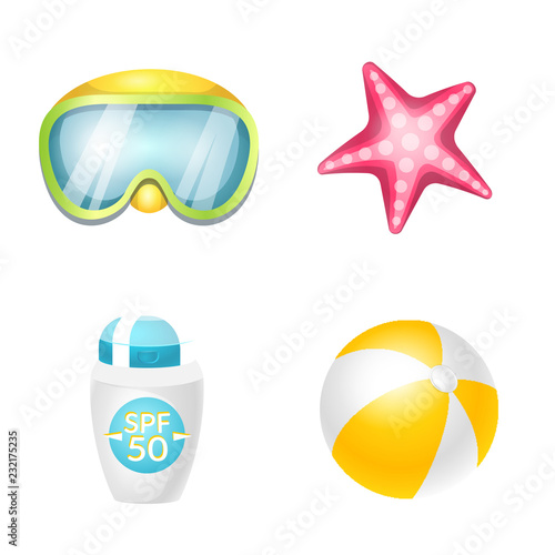 Isolated object of equipment and swimming symbol. Set of equipment and activity stock vector illustration.