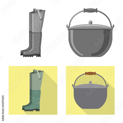 Isolated object of fish and fishing icon. Set of fish and equipment stock vector illustration.