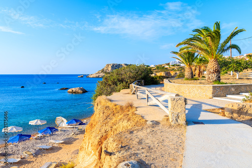 Coastal path along sea near Ammopi village  Karpathos island  Greece