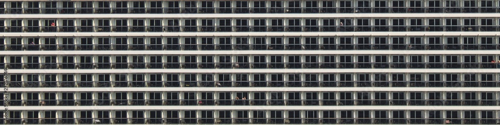 A view of many balconies on a cruise ship A view of many balconies on a cruise ship