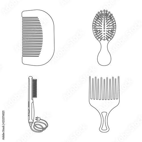 Vector illustration of brush and hair logo. Set of brush and hairbrush stock vector illustration.