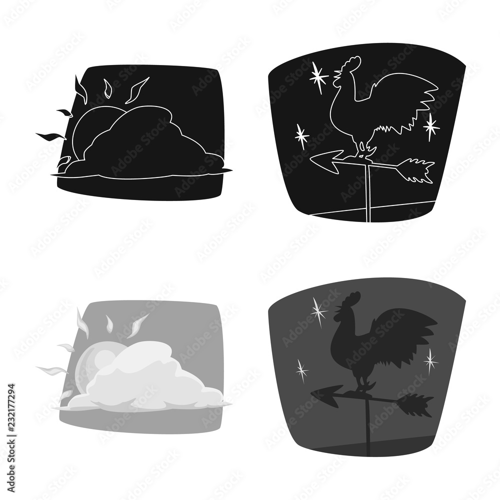 Vector design of weather and climate icon. Collection of weather and cloud vector icon for stock.