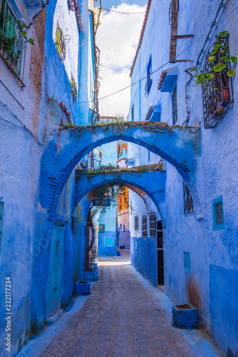 Amazing street view of blue city Chefchaouen Morocco, Africa © Kotangens