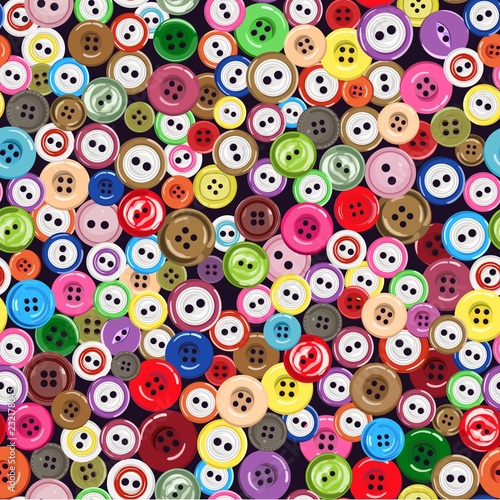 Seamless pattern with bright buttons. Vector illustration.