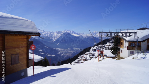 Skilift mit viel Schnee in der Aletsch Arena photo