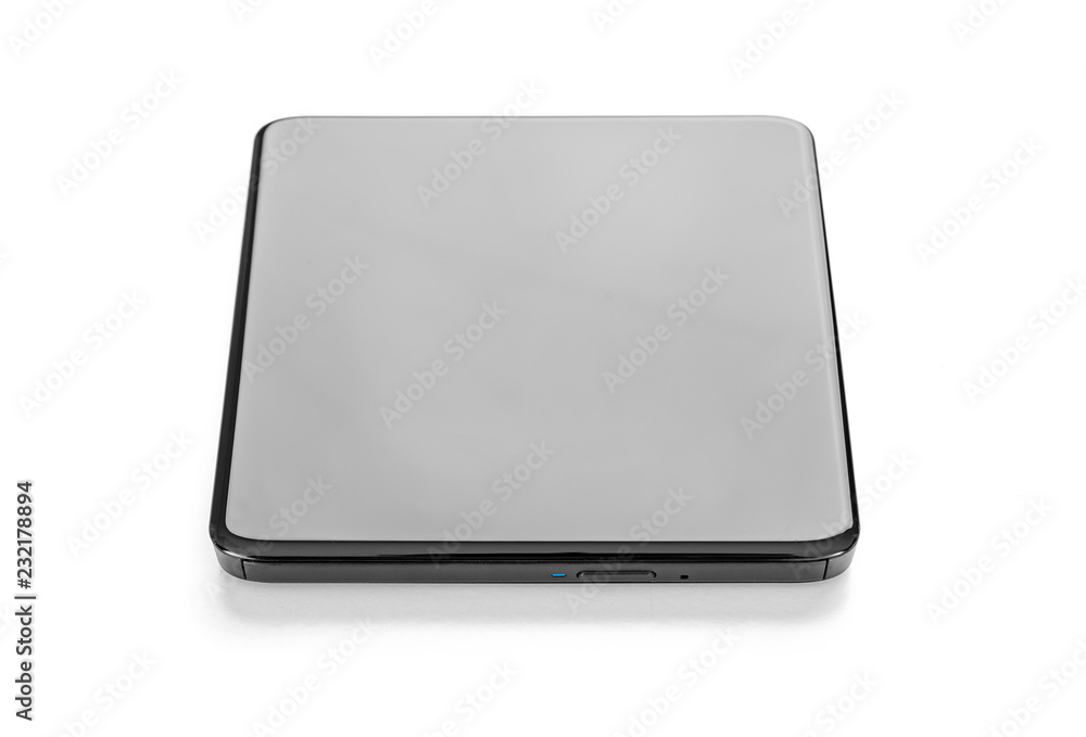 External modern drive cd-rom USB3.0 isolated on a white background. External modern drive cd-rom USB3.0 isolated on a white background.
