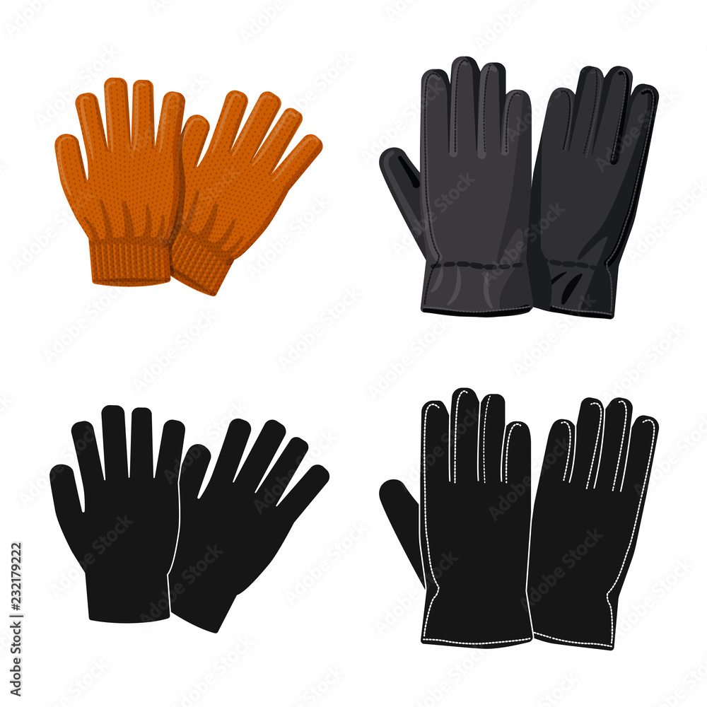 Obraz premium Vector illustration of glove and winter sign. Collection of glove and equipment stock vector illustration.