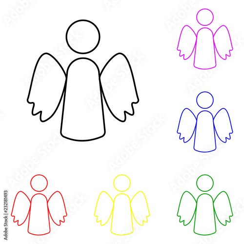 silhouette of an angel line icon. Elements of Christmas and New Year in multi colored icons. Simple icon for websites, web design, mobile app, info graphics