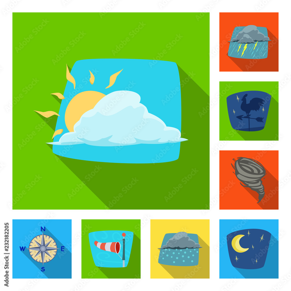 Isolated object of weather and climate symbol. Collection of weather and cloud stock symbol for web.