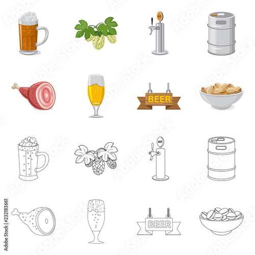 Isolated object of pub and bar logo. Collection of pub and interior stock symbol for web.