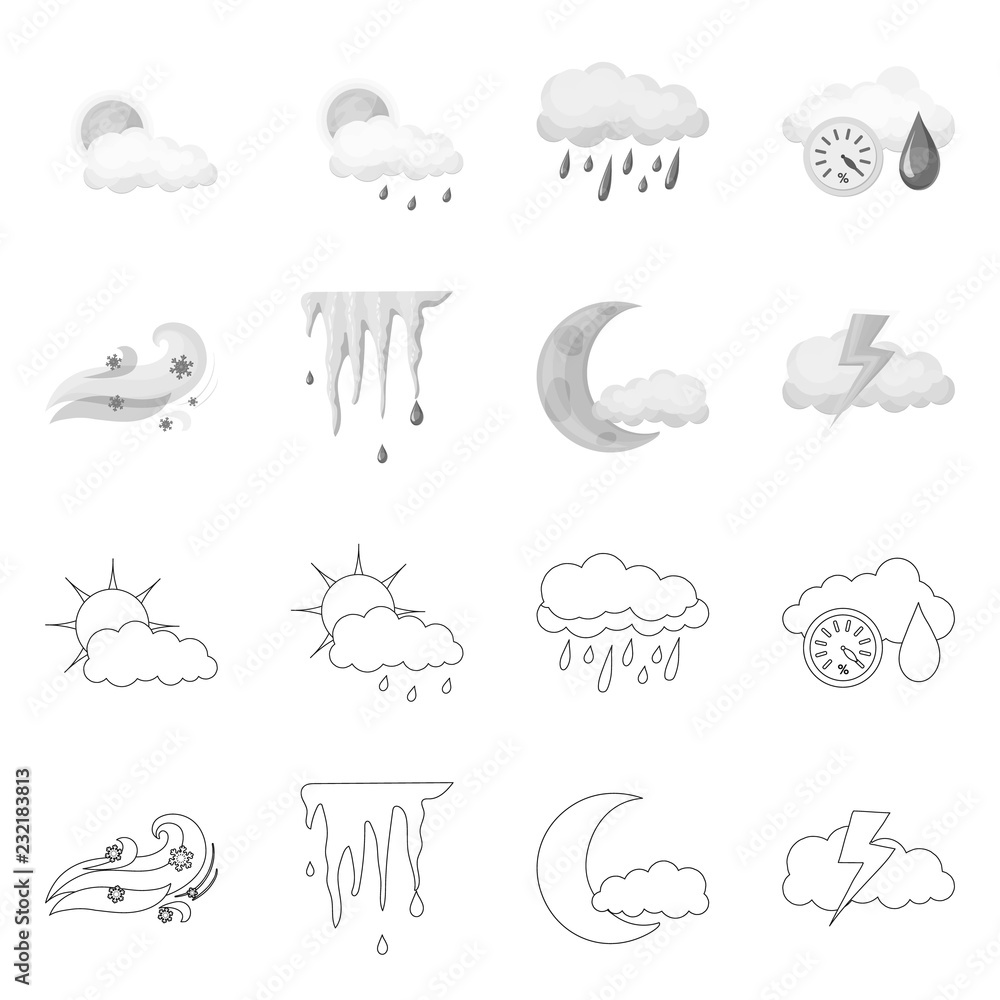 Vector design of weather and climate symbol. Set of weather and cloud stock symbol for web. Vector design of weather and climate symbol. Set of weather and cloud stock symbol for web.