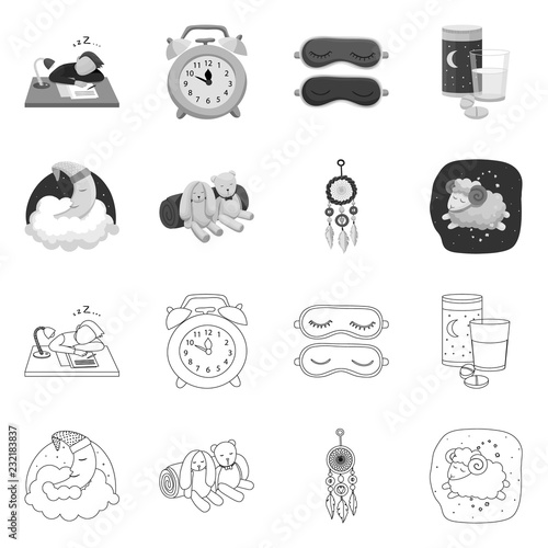 Isolated object of dreams and night icon. Set of dreams and bedroom vector icon for stock.