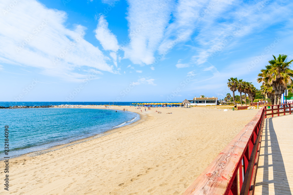 Sandy beach in Marbella town, Spain
