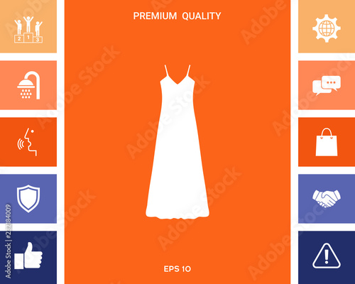 Long Dress, Evening dress, combination or nightie , the silhouette. Menu item in the web design