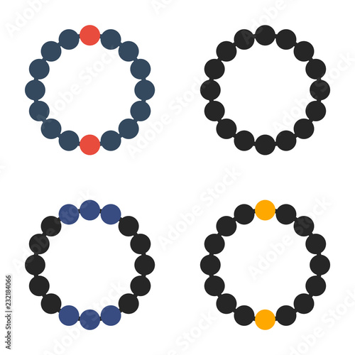 beaded bracelet  flat icon on isolated white transparent background.	