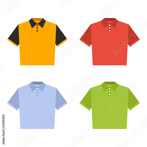 polo shirt set flat icon on isolated white transparent background.	