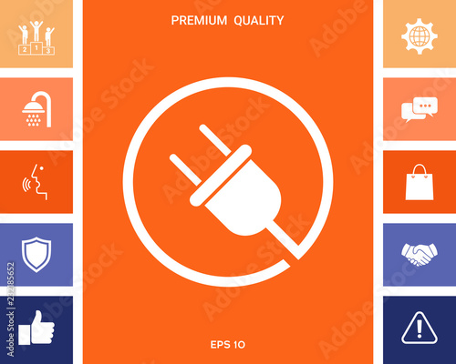 Plug in round icon