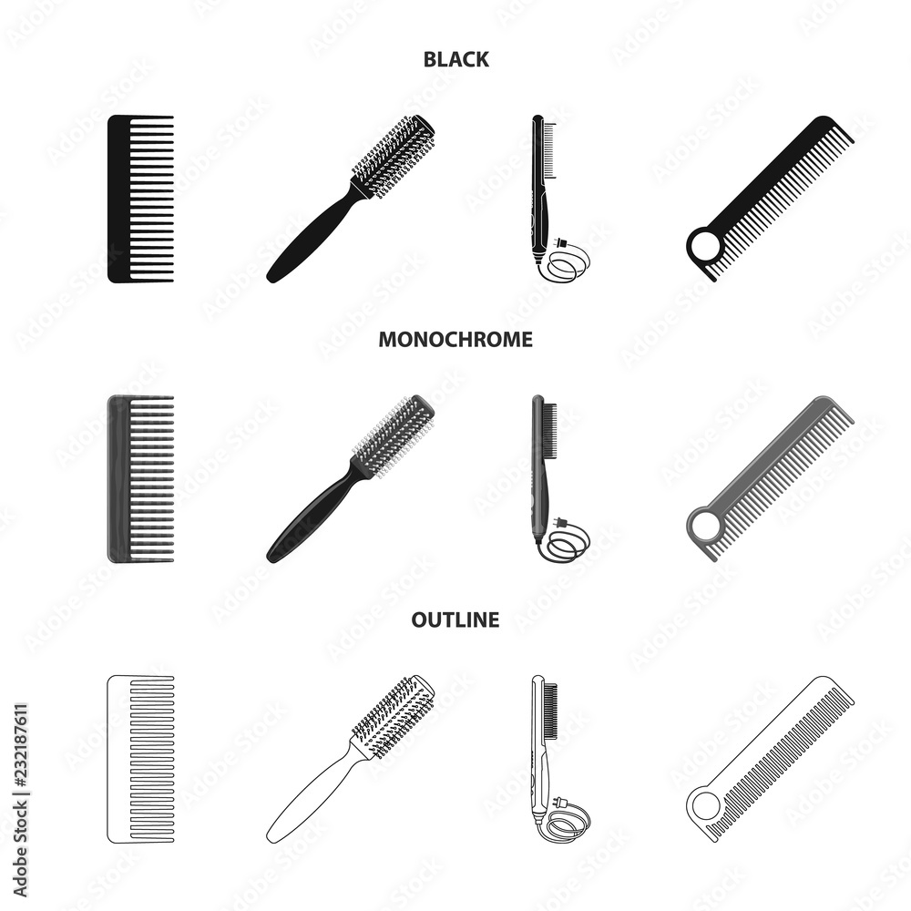 Vector design of brush and hair symbol. Set of brush and hairbrush vector icon for stock. Vector design of brush and hair symbol. Set of brush and hairbrush vector icon for stock.