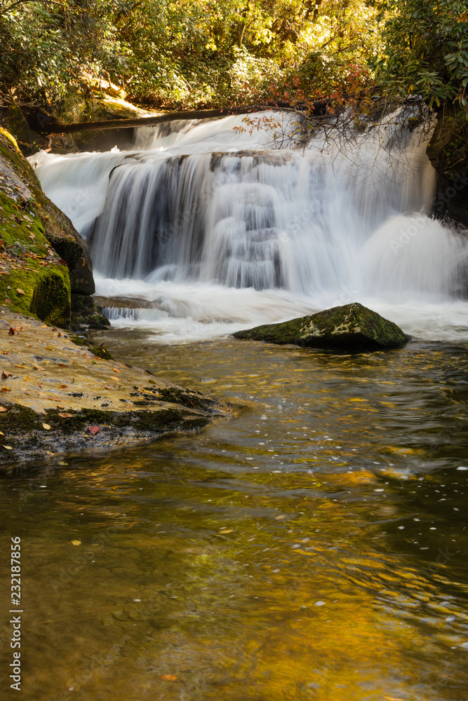 Fototapeta premium Autumn at East Fork Waterfalls in North Carolina.