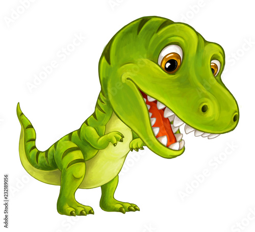 cartoon happy and funny dinosaur - tyrannosaurus - illustration for children