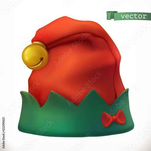 Christmas elf hat 3d vector icon