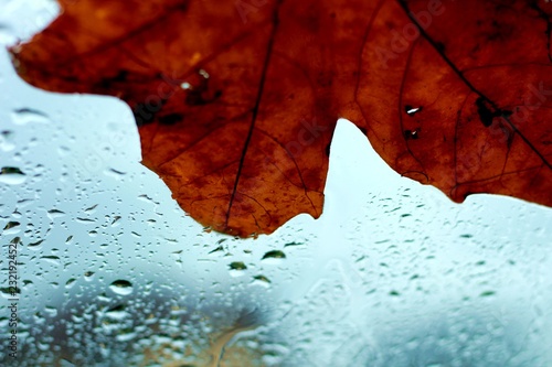 Gotas de lluvia en la parabrisas de un carro  photo