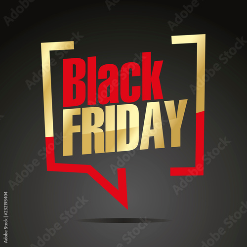 Black Friday sale in brackets gold red black sticker icon