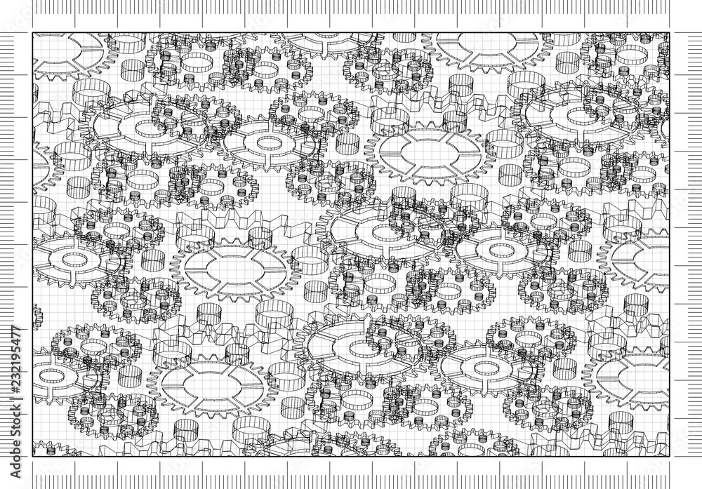 Fototapeta premium mechanism abstract architect background Blueprint 