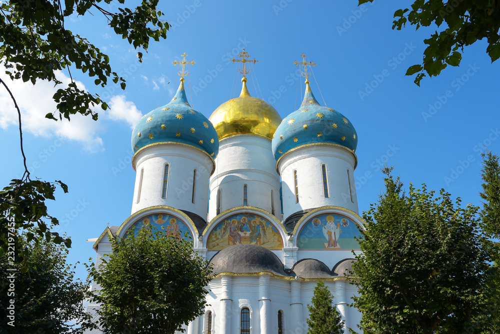 Sergiev Posad town, Holy Trinity-St. Sergius Lavra. Dome of the Cathedral of the assumption of the blessed virgin.