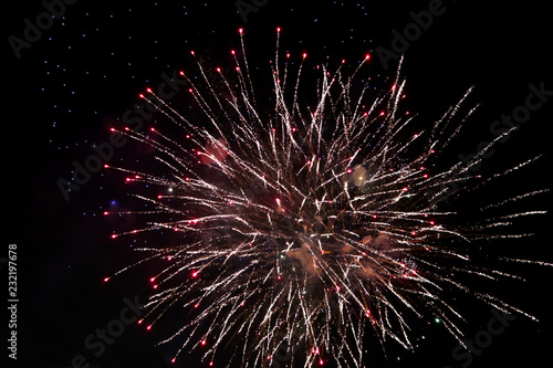 Wallpaper Mural Abstract colored firework  on the night sky with smoke New Year celebration, amazing fireworks isolated in dark background close up Torontodigital.ca