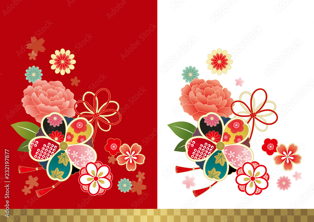 着物柄の花二背景 Stock ベクター Adobe Stock