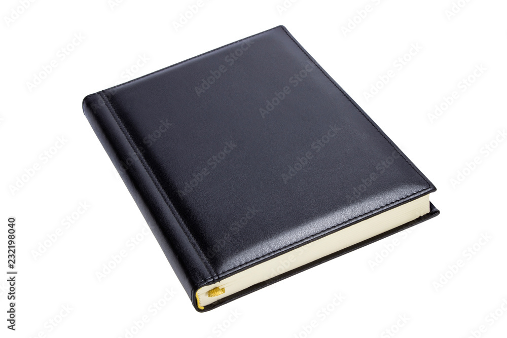 Black luxury notebook isolated on white without shadow Black luxury notebook isolated on white without shadow