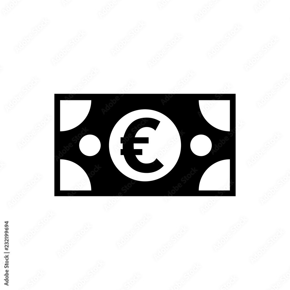 Euro bank note glyph icon Euro bank note glyph icon