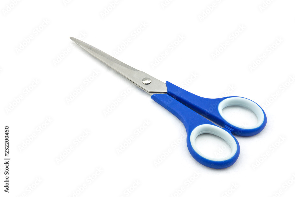 blue scissors on a white background blue scissors on a white background