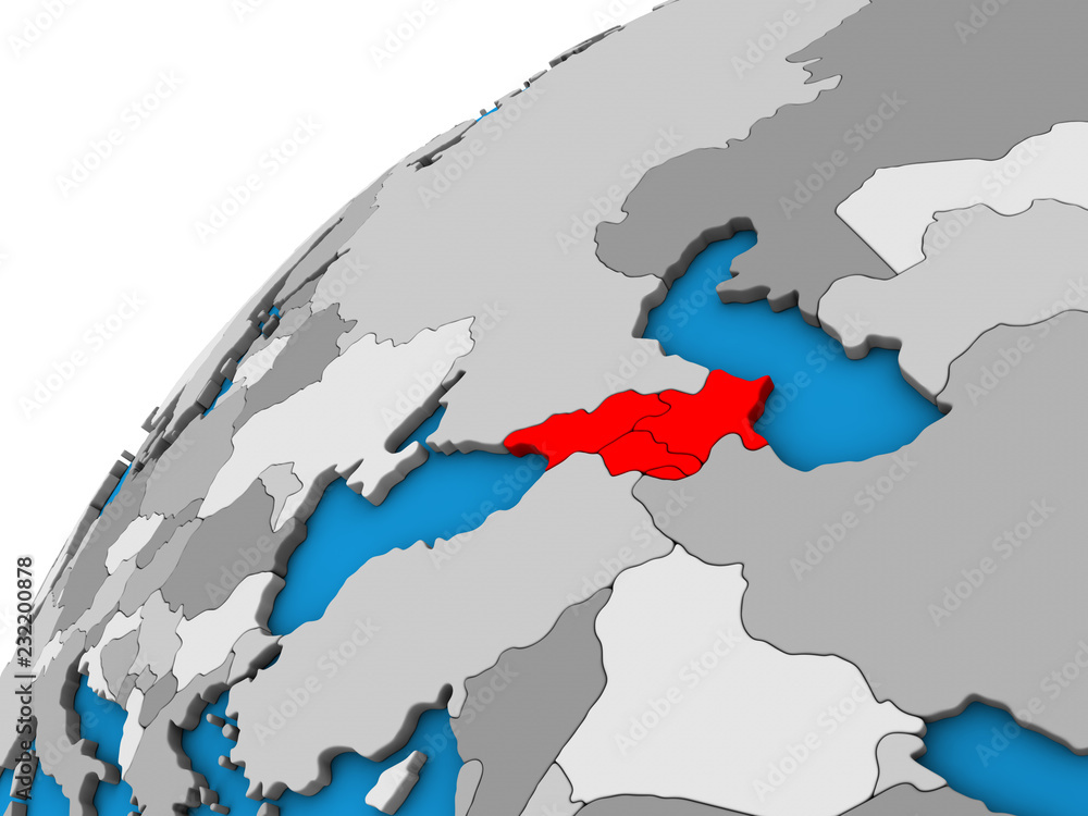 Caucasus region on 3D globe.