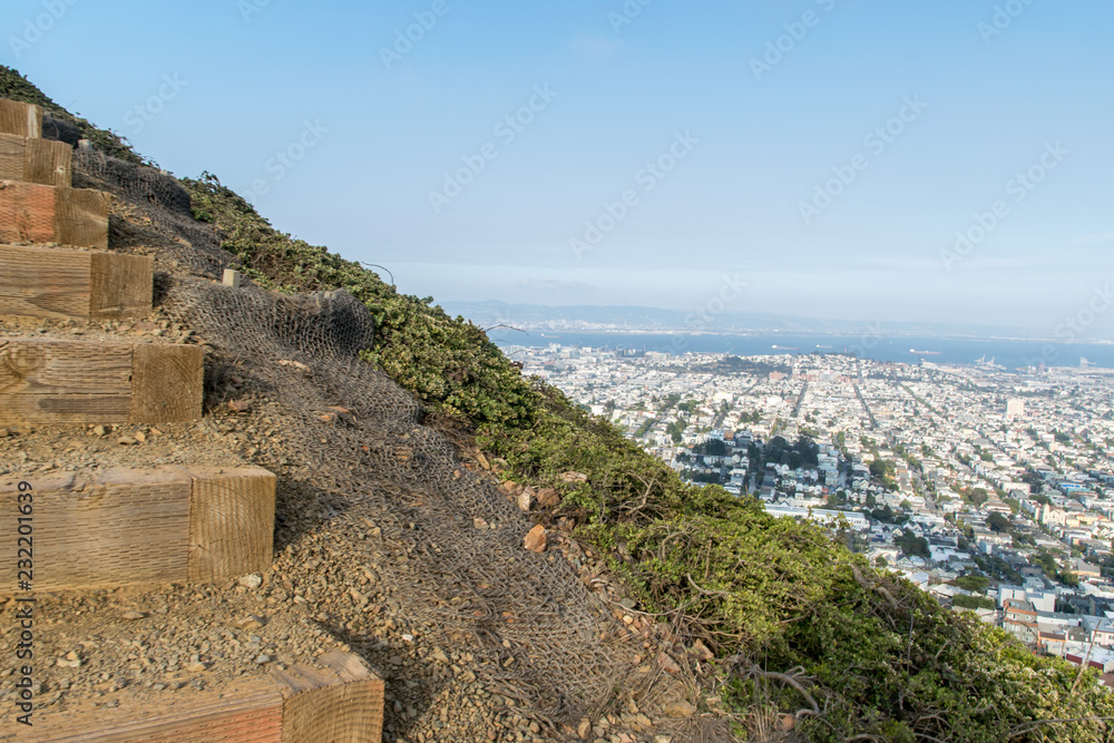 Fototapeta premium Wood stair way of San Francisco twin peaks