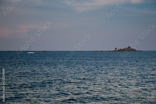 beach with rocks and sky with effects of photography