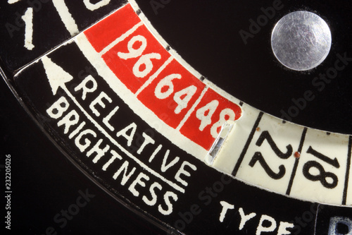 Vintage photographic light meter detail