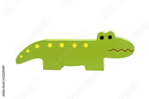 Green wooden crocodile toy figure