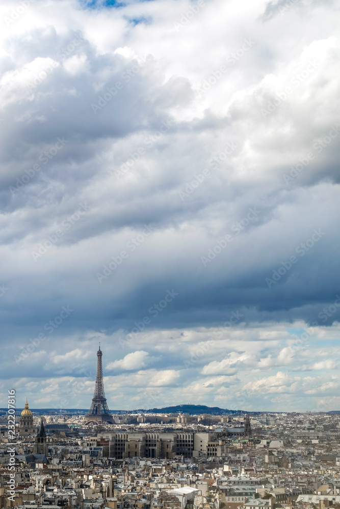 View over Paris towards Eiffel Tower