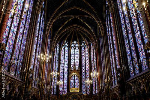Interior of Sainte Chapelle in Paris