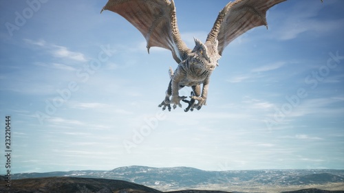 Big dragon flying over dese...