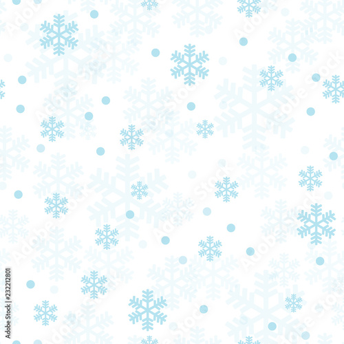 Pastel blue Christmas snowflakes seamless pattern. Great for winter holidays ...