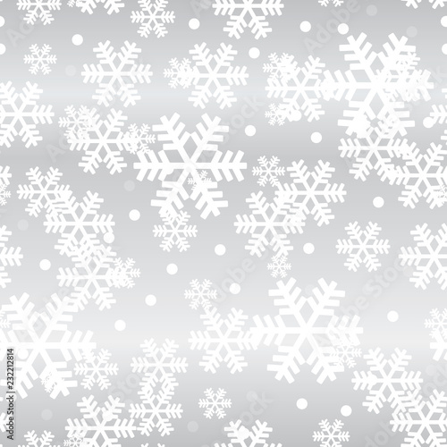 Silver Christmas snowflakes seamless pattern. Great for winter holidays wallp...