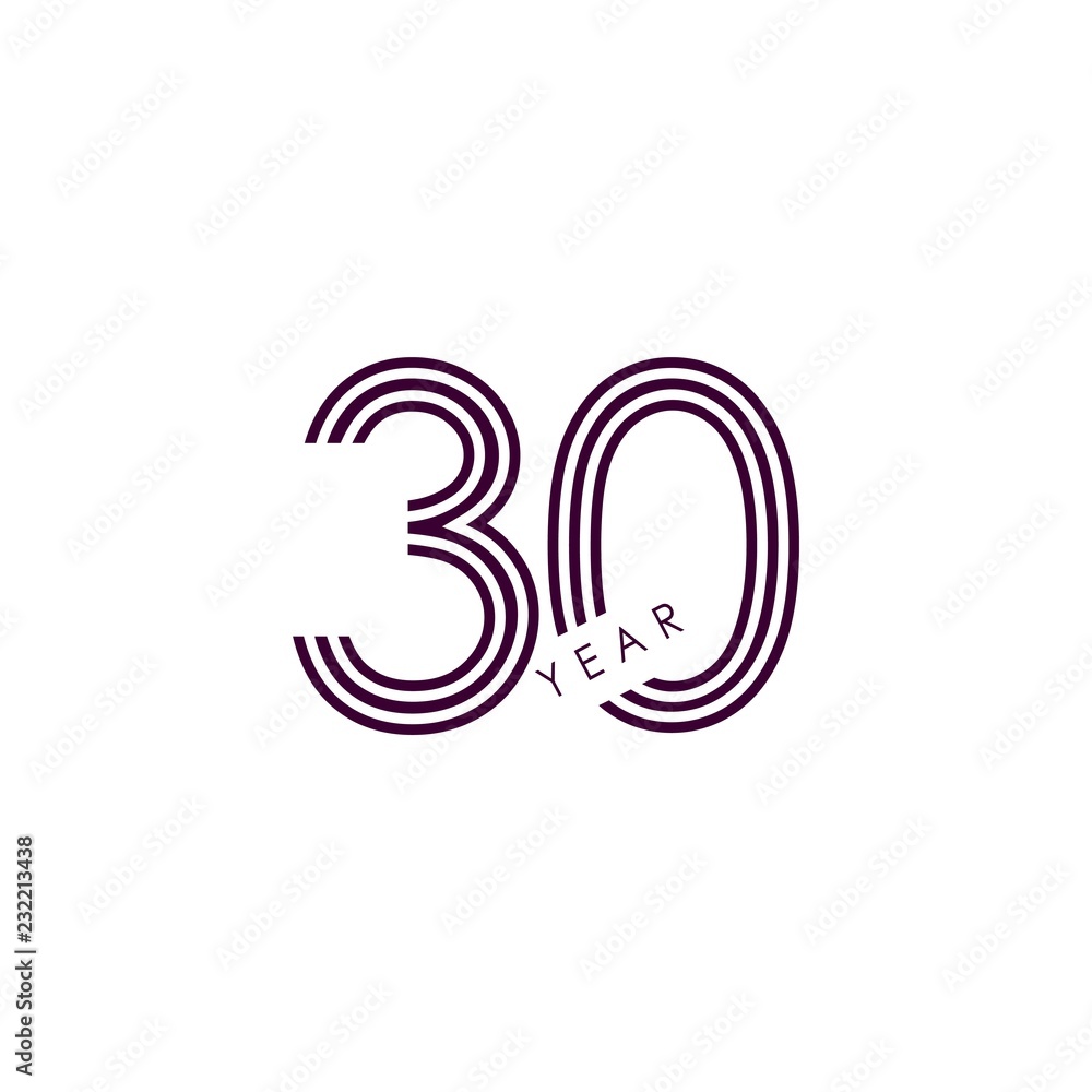 30 Year Anniversary Vector Template Design Illustration