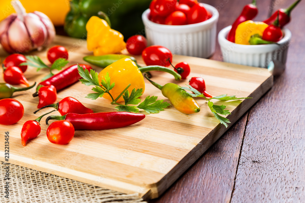 mix of peppers with tomato, garlic and olive oil. mix of peppers with tomato, garlic and olive oil.