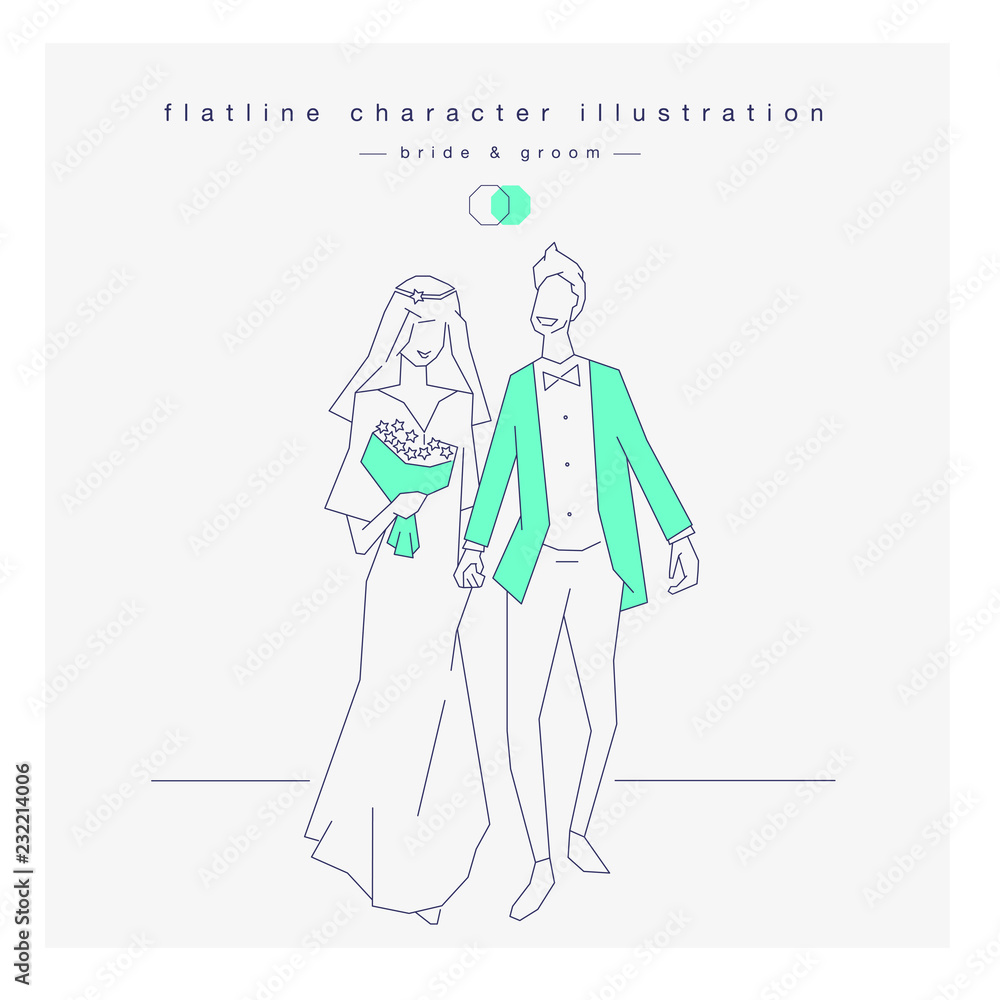 newlyweds bride and groom. vector illustration of just married couple. newlyweds bride and groom. vector illustration of just married couple.