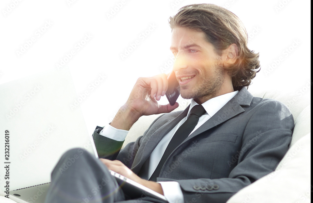 businessman solving business issues at home. blurred image businessman solving business issues at home. blurred image