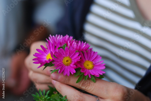 hands with flowers