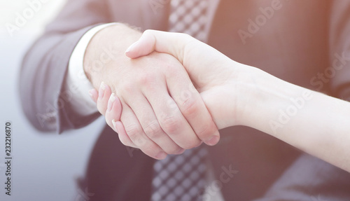 close-up handshake of business partners.